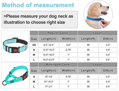 2 Packs Martingale Dog Collar with Quick Release Buckle Reflective Dog Training Collars for Small Medium Large Dogs