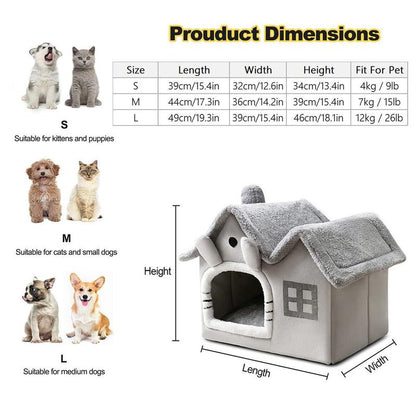 Luxury Double Roof Indoor Dog House Cat Nest, House Shaped Pet Bed, Double-Top Removable and Washable Dog House, Winter Warm Pet Tent, Cat Products, Pet Products,Cat Patio,Valentine'S Day Gift